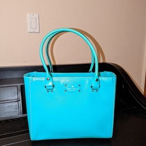 Kate Spade NY Vintage Wellesley Seafoam Leather Tote Handbag Satchel Carryall